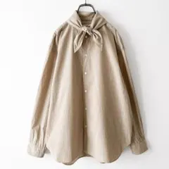 美品 オーシバル ブロードストライプラップカラーシャツ スカーフ風 ベージュのサムネイル