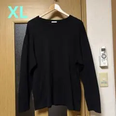 GU ソフトコットンクルーネックTシャツ ブラック 長袖 XL