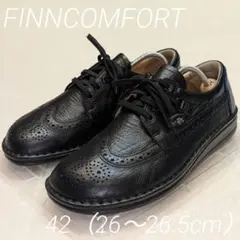 FINN COMFORT レザー ウィングチップ メダリオン 26.5 黒 美品のサムネイル