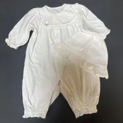 【familiar】白ツーウェイ・ドレスオール 帽子靴下付き　お宮参りオススメ