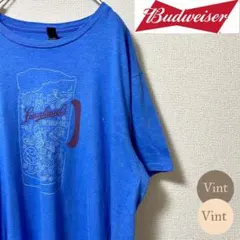 バドワイザー Budweiser 半袖Tシャツ 淡色ブルー ゆるだぼ 古着男子