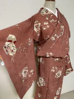 着物リメイク 訪問着 紬地 友禅 枝花文から作務衣 股下80cmまで可能