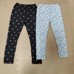 レギンス２枚セット ハート柄、花柄 120