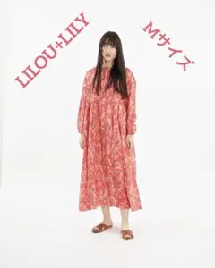 リルアンドリリー　オリジナルフラワープリント ミモザ　ワンピース　ピンクのサムネイル