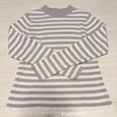 ストライプ模様 トップス 薄ピンク 白色