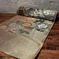純金箔・純白金箔】西陣あさぎ 高級袋帯 花鳥文様 正絹 証明書付