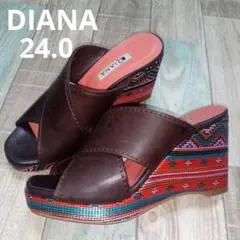 DIANA　24.0　サンダル　ウェッジソール　ミュール　マルチカラー　ダイアナ