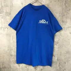 Y3741古着　Tシャツ バックプリント　青　90s Y2K