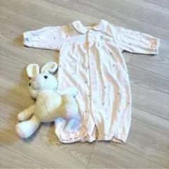 ロンパース　女の子　ピンク　襟付き　王冠　キラキラ　50 60