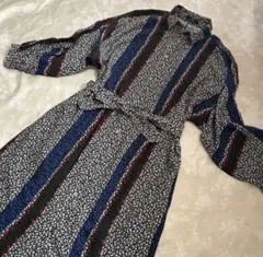 美品　PaulSmith シャツワンピース 長袖　花柄 ストライプ ベルト