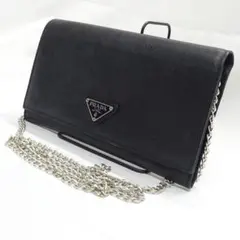 PRADA プラダ サフィアーノ レザー 長財布 サイフ ブラック 黒 チェーン