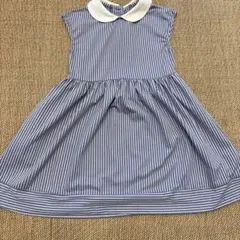 ストライプ柄 丸襟ノースリーブワンピースのサムネイル