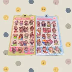 海外製 ぷっくり 立体 3D オーロラ シール ステッカー 2枚セット ラブブ