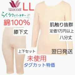 Wacoal らくラクパートナー LL 上下 綿100% 介護　入院　ベージュのサムネイル