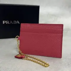 美品 PRADA レザー ピンク レディース パスケース 9808