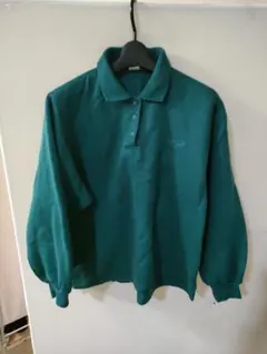 ダークグリーン フリース ポロシャツ