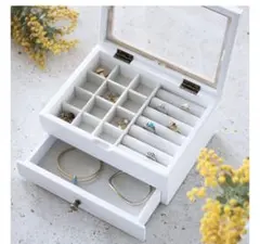 ホワイト木製アクセサリーケース