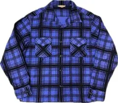 レア Butcher products プリントネルシャツ 青黒 プリネル