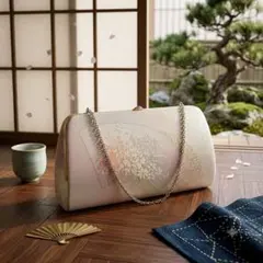 礼装用 和装用バッグ 扇 花柄 金糸 ピンク 成人式 結婚式 着物 前撮りのサムネイル
