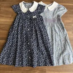 【秋セール】CHOPIN 花柄　白襟　ワンピース 120 2枚セット