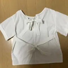 KBF＋　バックリボン 半袖 ブラウス ホワイトのサムネイル