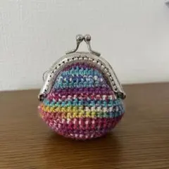 ハンドメイド　がま口ポーチ　かぎ針編み