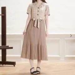 マジェスティックレゴン シャツ×プリーツワンピース