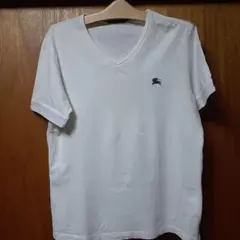 BURBERRY BLACK LABEL VネックTシャツ 白色3:Lサイズ相当