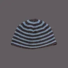 ハンドメイド　ビーニー　ニット帽　ボーダー