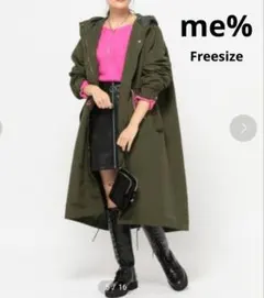 me% フード付き モッズコート カーキ フリーサイズ