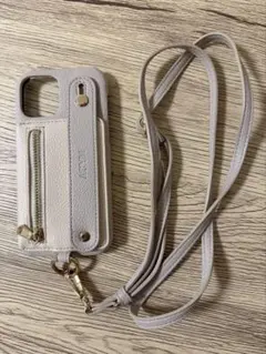 ベージュ 合成皮革 スマホショルダーストラップ