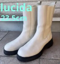 ホワイト サイドゴアブーツ 厚底