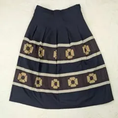 レトロスカート　幾何学柄スカート 80s 90s　古着　ヴィンテージ　天然素材のサムネイル