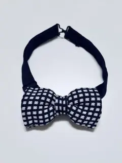紺と白のチェック柄 蝶ネクタイ　子供用　入学式　卒業式