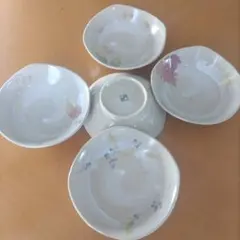 花模様 四角い陶器ボウル 5枚セット