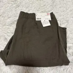 新品 ユニクロ　リネンコットンショートパンツ　オリーブ M