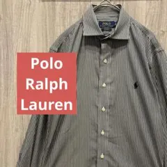【美品】Polo Ralph Lauren 高級ストライプ長袖シャツ 現行 古着