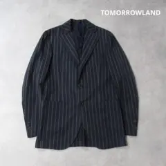 TOMORROWLAND / ストライプ テーラード ジャケット 紺 ブレザー