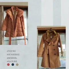 フェイクファー付きトレンチコート ダウンコート  2点セット