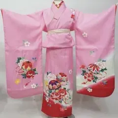 七歳 7歳 7才 七才 女児 着物と長襦袢セット 仕立て上がり ピンク