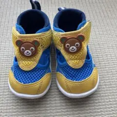 ミキハウス ベビーサンダル 青/黄色