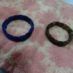 天然石ビーズブレスレット 青 茶