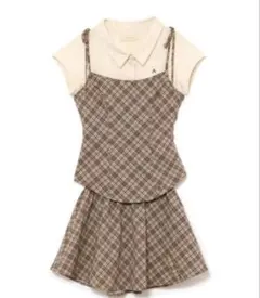 andmary Dafne check set up brown - メルカリ