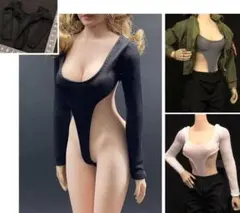黒 1/6 タンクボディスーツ 女性 ハイレグ 服 TBleague 対応