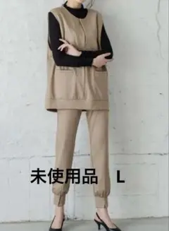 シュガービスケット　ライトダンボール　セットアップ　ベスト　パンツ　ブラウン　L