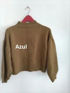 #Azul#ブラウン ハイネック クロップドニットセーター