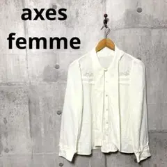 axes femme アクシーズファム 花刺繍ボウタイブラウス F ホワイトのサムネイル