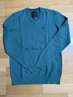 AMERICAN EAGLE ターコイズ Vネックニット