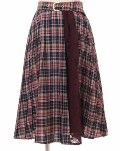 【タグ付き新品未使用】LIZ LISA　配色チェックプリーツスカート　ボルドー