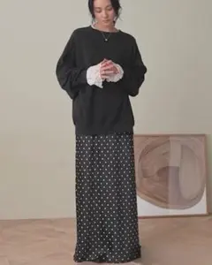 高山都さん着★未使用タグ付 ローリーズファーム　ストレッチサテンドットスカートL